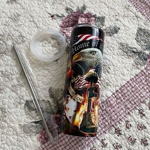 Patriotic Eagle Tumbler with Straw